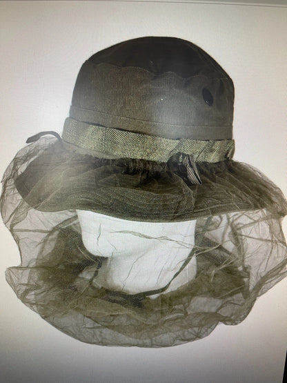 US 1969VIETNAM ERA OD JUNGLE BOONIE HAT 67/8 OG/107 NEW W MOSQUITO NET NIP - Image 2