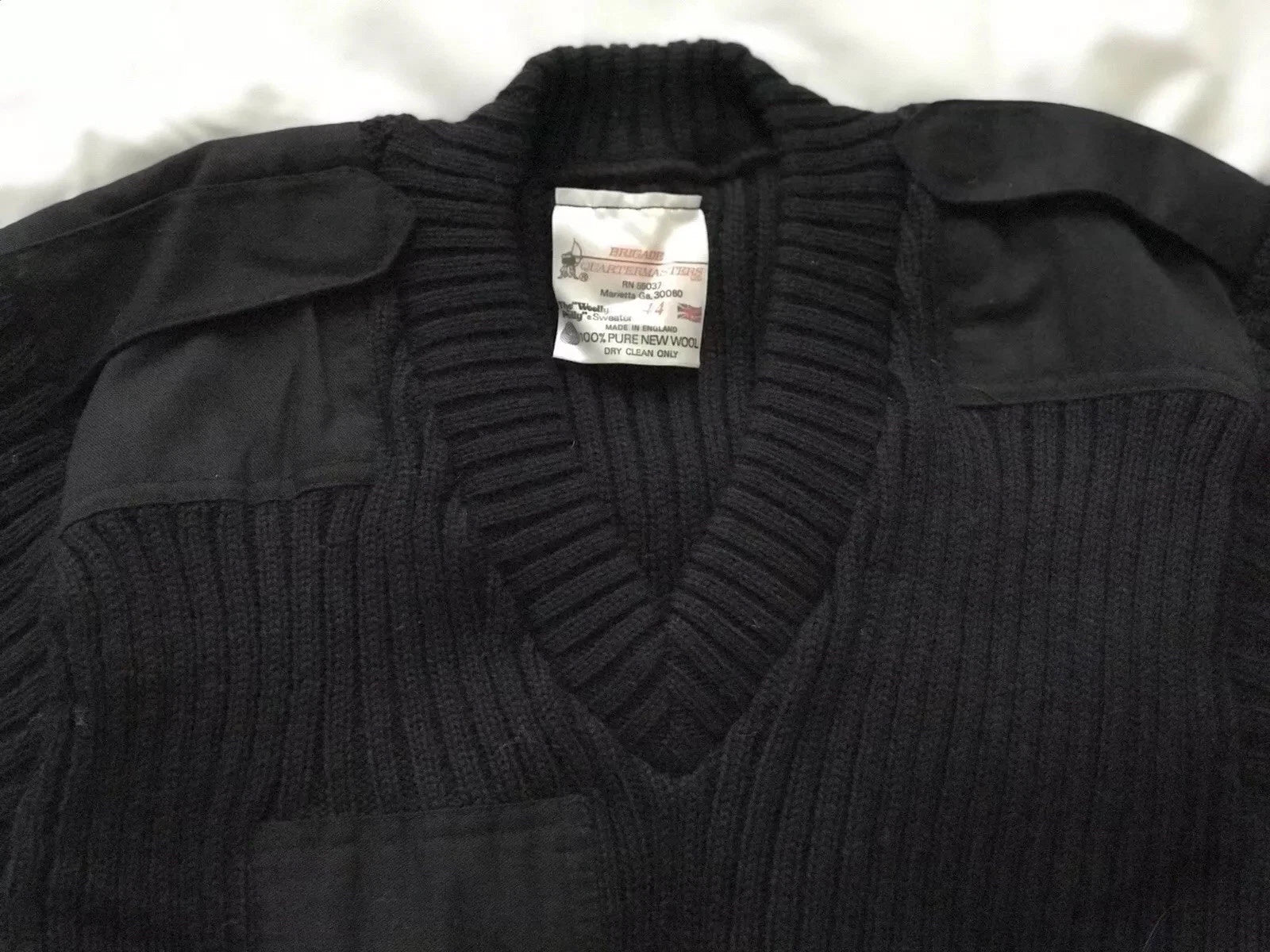 Brigade Quater Master,Military Black V Neck Commando Sweater 100% Wool Vintage - Image 3