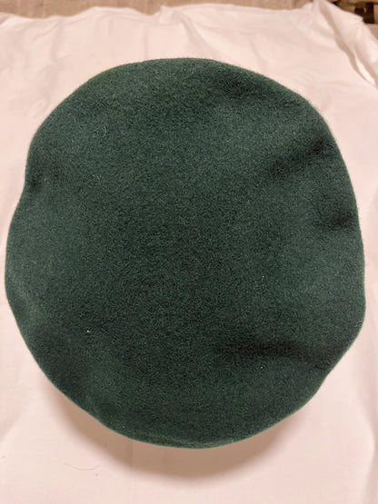 GENUINE GERMAN ARMY PANZER DIVISION MILITARY INFANTRY GREEN BERET WOOL W/ LEATHE - Image 2
