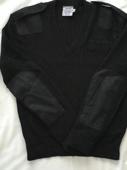 Brigade Quater Master,Military Black V Neck Commando Sweater 100% Wool Vintage - Image 5