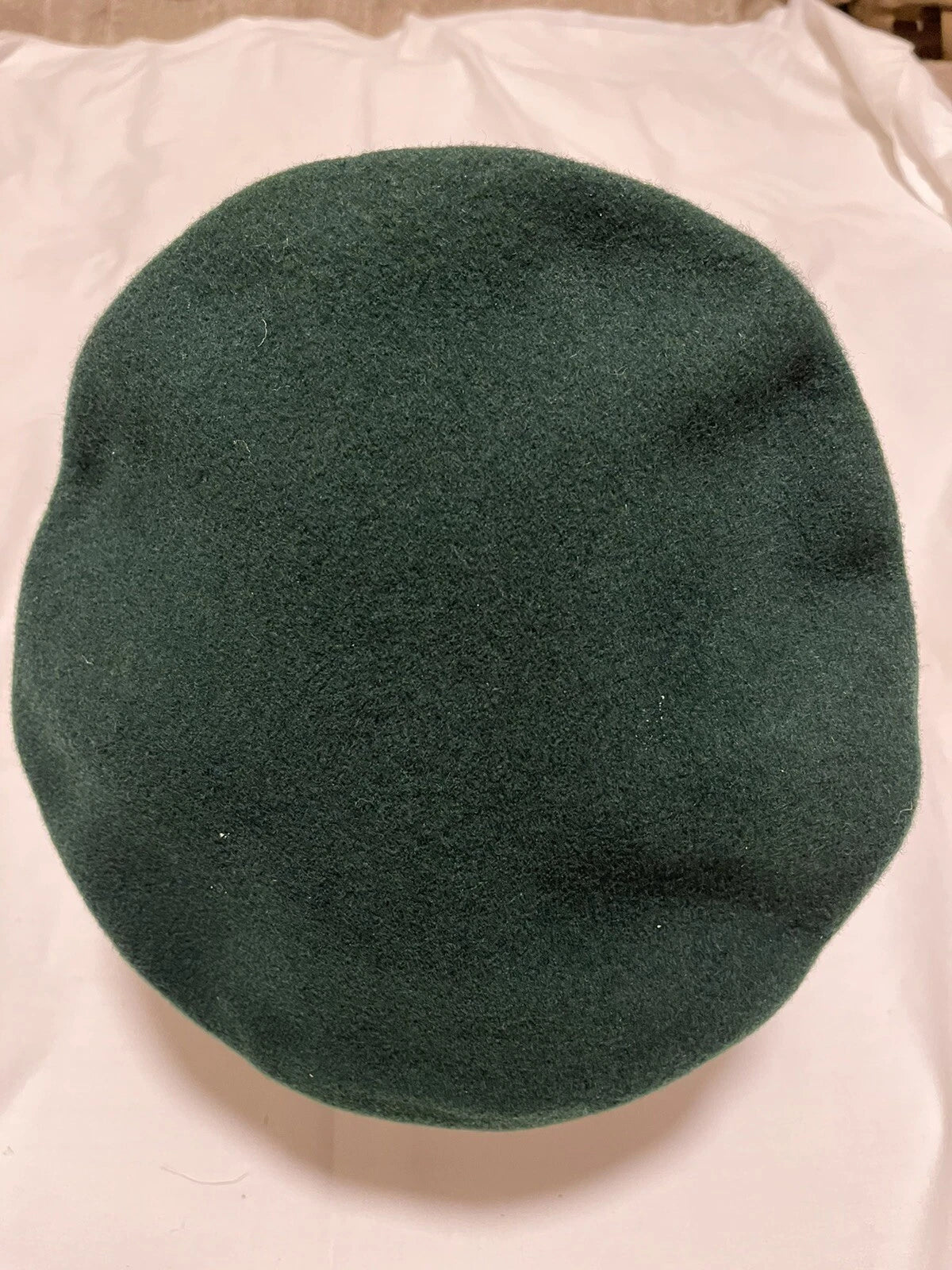 GENUINE GERMAN ARMY PANZER DIVISION VINTAGE INFANTRY GREEN BERET WOOL W/ LEATHE - Image 2