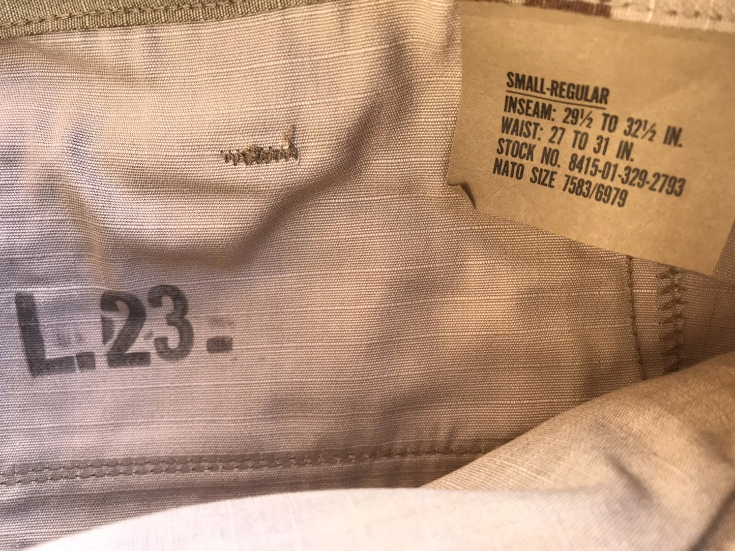 GENUINE US GI MILITARY DESERT STORM 3 COLOR  RIP STOP BDU CARGO PANTS SM REG - Image 3