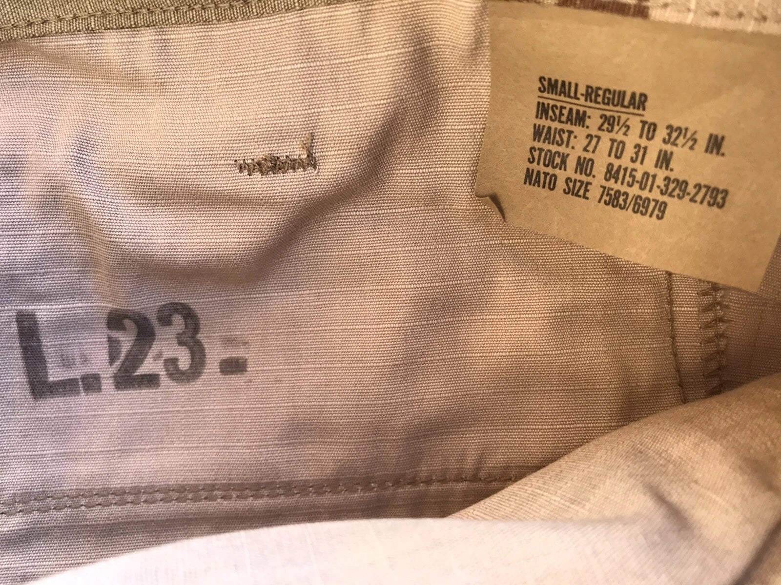 GENUINE US GI MILITARY DESERT STORM 3 COLOR  RIP STOP BDU CARGO PANTS SM REG - Image 3