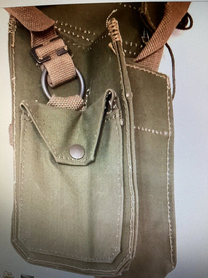 Vintage 40's WWII Era English Army Shoulder Bag 100% Cotton Brass Hardware - Image 10
