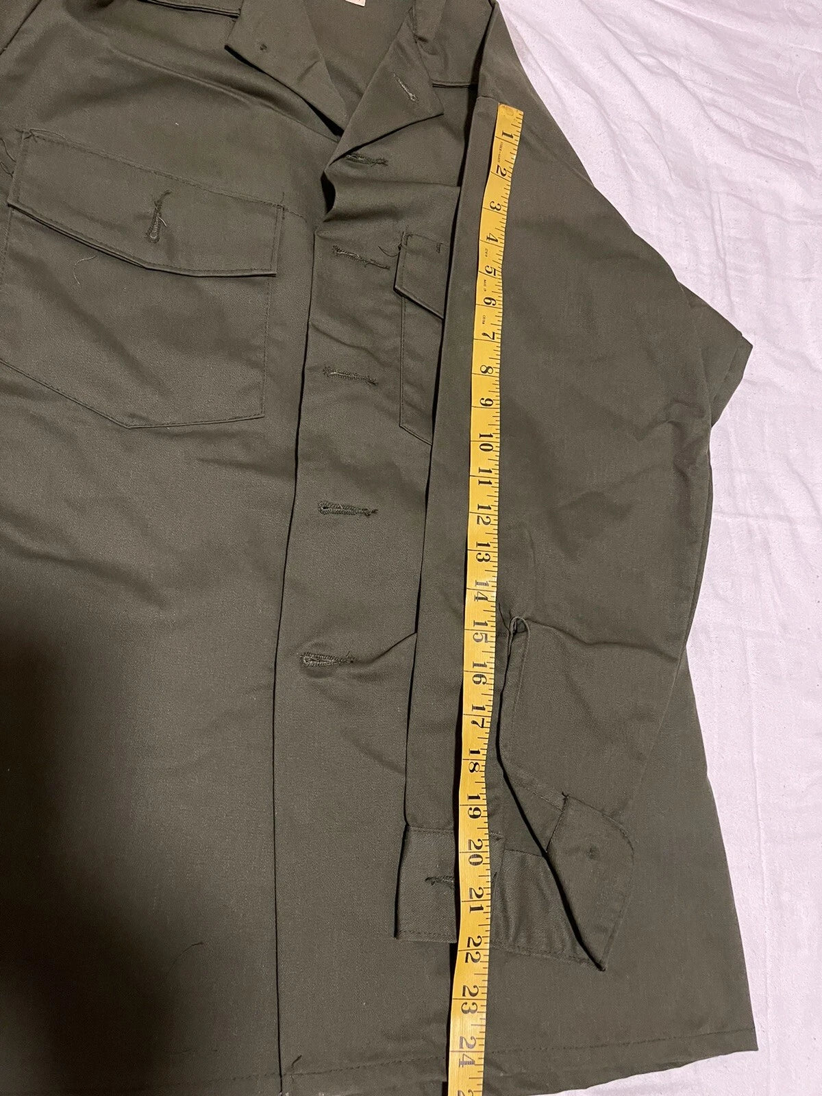 US ARMY VINTAGE MILITARY MEN'S OG-507 UTILITY FATIGUE SHIRT 15.5x33 VIETNAM MED. - Image 6